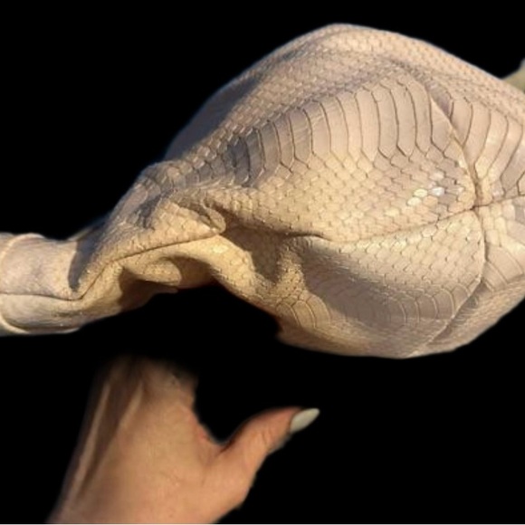 Vintage Furla pale pink embossed python leather large bag - Picture 3 of 12